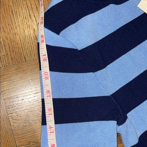 Zara Navy and Light Blue Striped Knit Crop Top Sweater M Medium NWT - Picture 6 of 10